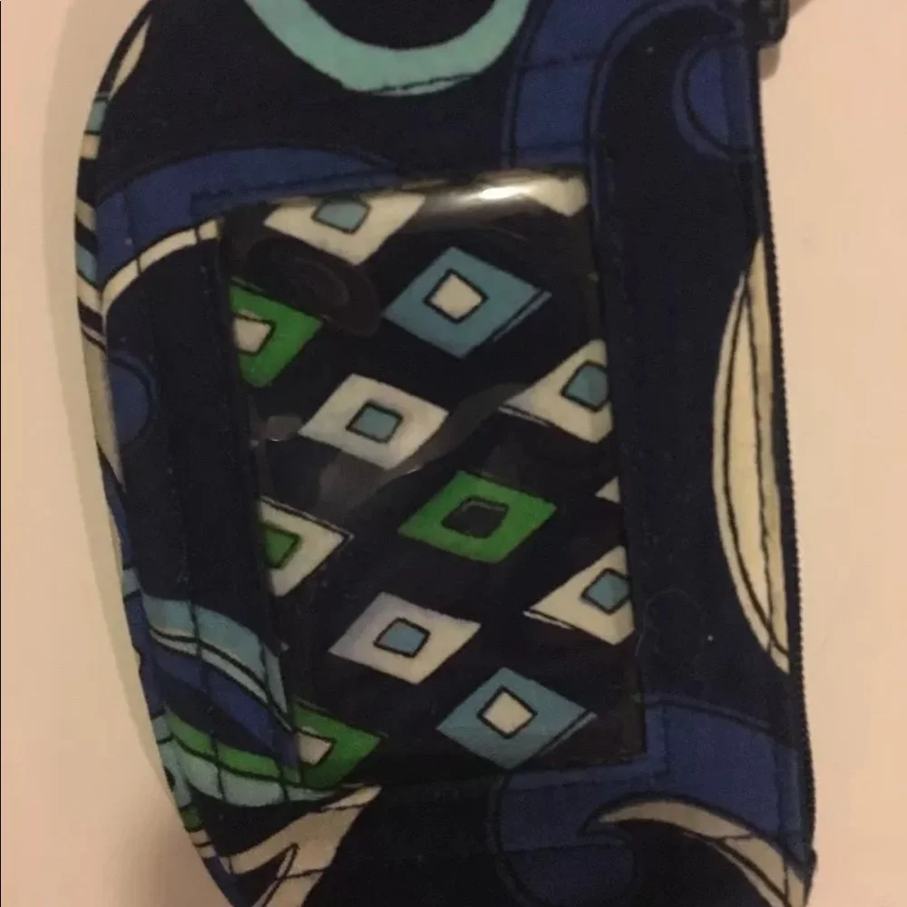 VERA BRADLEY Zip ID Wallet Coin Purse Blue Paisley